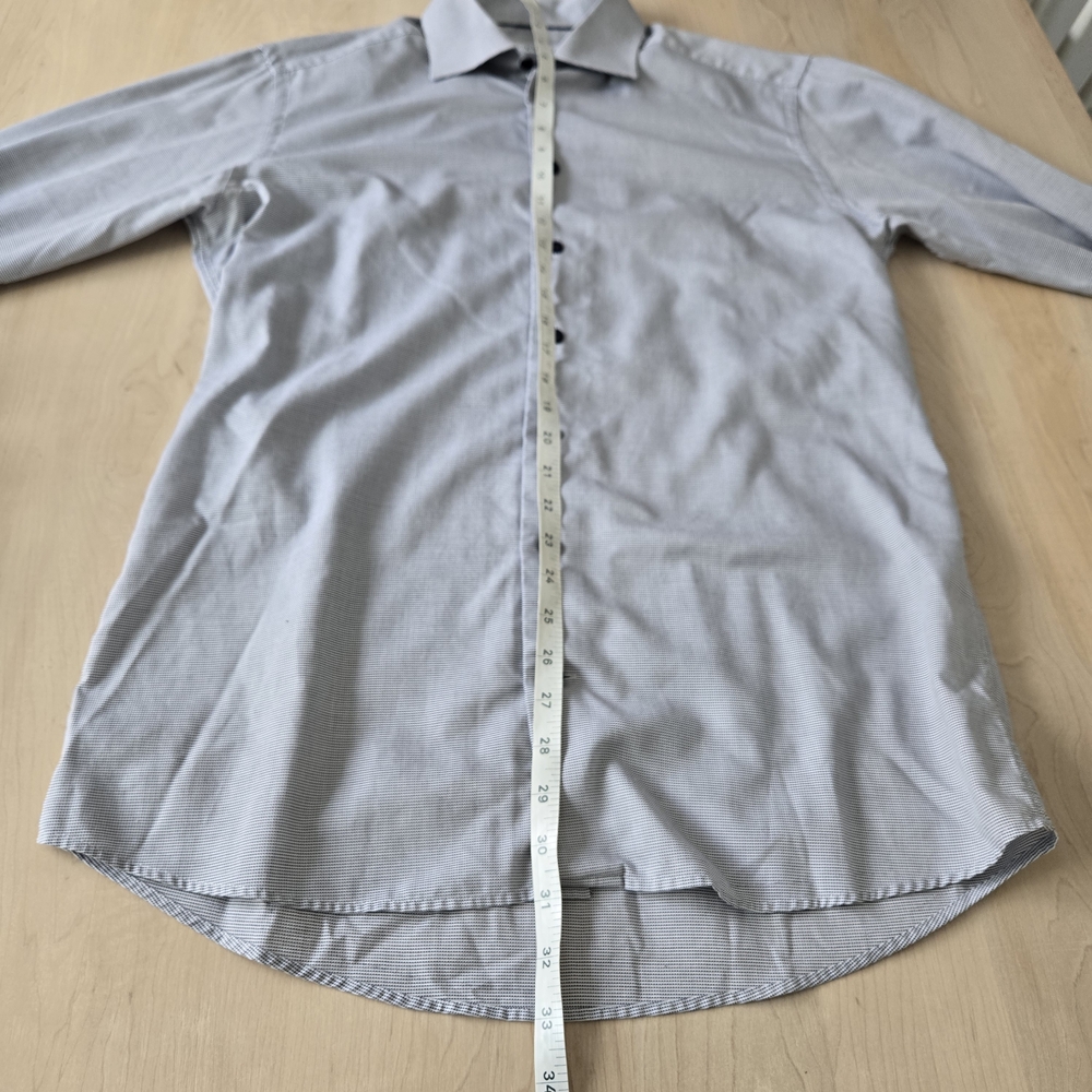 Eton Light Blue Micro-Pattern Dress Shirt with Dark Buttons - Picture 11 of 12